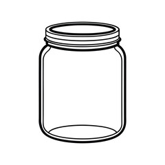 Simple Empty Mason Jar Outline - Black and White Vector Line Art for Kitchen, Storage, and Design Uses
