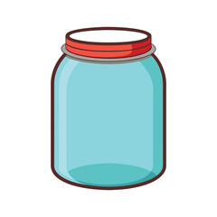 Empty Mason Jar with Red Lid - Colorful Glass Jar Vector Illustration for Storage, Kitchen, and Design