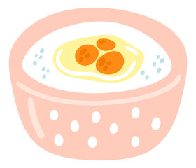 A bowl of food with a white base and orange toppings