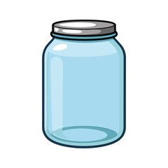Empty Mason Jar with Red Lid - Colorful Glass Jar Vector Illustration for Storage, Kitchen, and Design