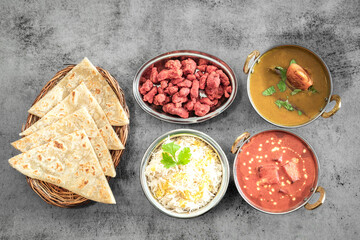 Indian food Thali combinations Indian-style meal with chicken