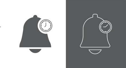 Bell and clock icon set design. vector illustration
