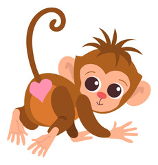 A cartoon monkey with a heart on its butt