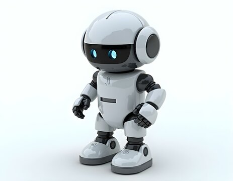 AI robot assistant 3D render icon isolated on transparent background cutout ia 