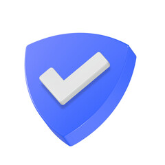 Right mark with protect shield 3d verified icon