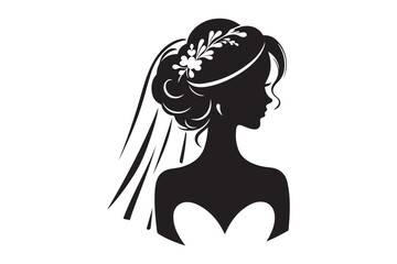 Classic Bride Silhouette Timeless Vector Illustrations