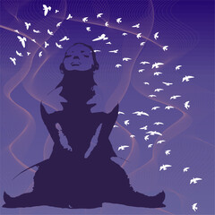 Serenity in Motion: Abstract Female Silhouette Art