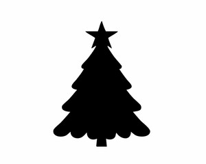 Minimalist Christmas Tree Icon - Holiday, Winter, and Festive Symbol in Black Silhouette