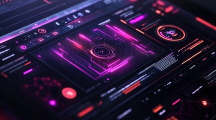 Obraz premium Innovative cyber interaction concept featuring radiant holograms, smooth pathways, and futuristic graphic designs