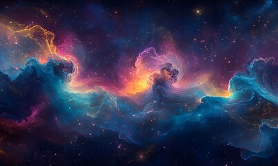 Abstract Space-Themed Wallpaper with Vibrant, Radiant Patterns and Cosmic Depth