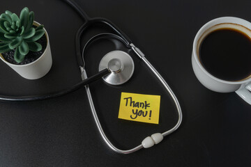 Medical concept with a word Thank You on black background