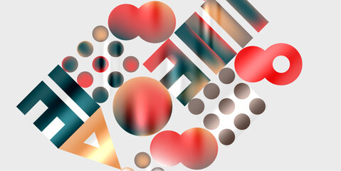 Simple shapes - circles, triangles, rectangles abstract background. Vector Illustration For Wallpaper, Banner, Background, Card, Book Illustration, landing page