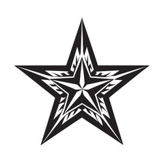 Obraz premium Black and white star with intricate tribal design.