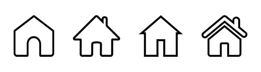 Simple house symbols. Web home icon set for websites and apps. Home page icon.