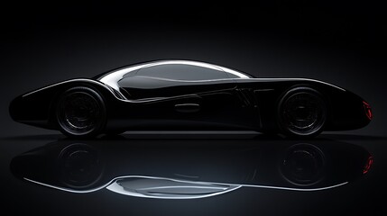 Obraz premium 8. A sleek black background with a glossy, reflective surface and soft lighting