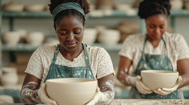 Black history month, Ceramic Artists Teamwork Women Craft Pottery Bowls