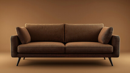 Fototapeta premium Mocha mousse coloured sofa on mocha mousse coloured gradient background.