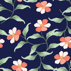 Cute hand drawn floral seamless pattern background