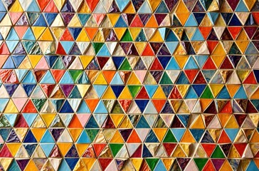 Fototapeta premium A vibrant mosaic of colorful triangles reveals