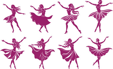 dancer woman person silhouette vector girl illustration dance set dancing black design art female pose group beauty sport