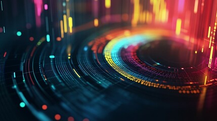 Abstract Digital Data Visualization Colorful Circular Design