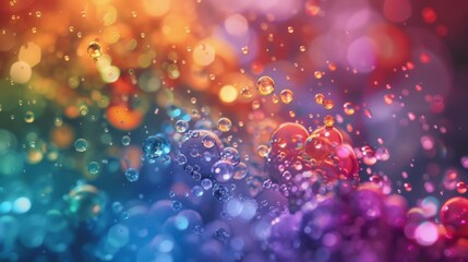 Vibrant abstract bubbles in colorful gradient light