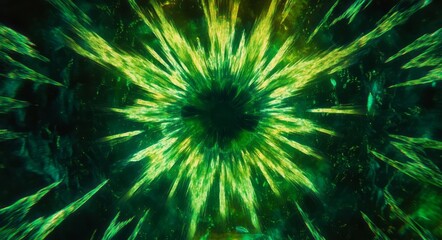 Abstract Green Light Burst Radiating Outward