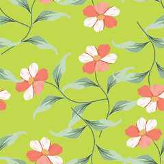 Flower garden wallpaper design vector prepared for textile printing. Seamless floral pattern with abstract hand drawn flower and leaf background elements in purple