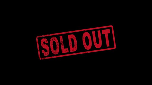 Sold out stamp isolated by the alpha channel (transparent background). 4K.