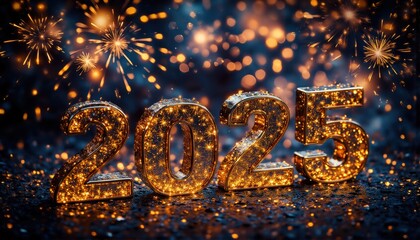 Nighttime fireworks for new year 2025