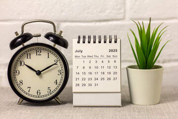Desk calendar for July 2025. Desk calendar for planning, organizing and managing each day.