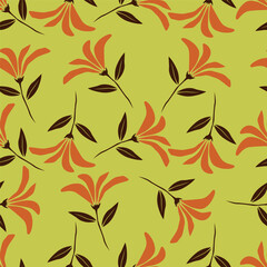 Flower garden wallpaper design vector prepared for textile printing. Seamless floral pattern with abstract hand drawn flower and leaf background elements in purple