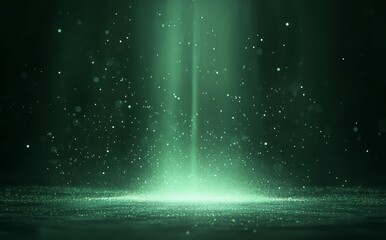 Green Glitter Background With Light Beams