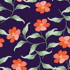 Cute hand drawn floral seamless pattern background