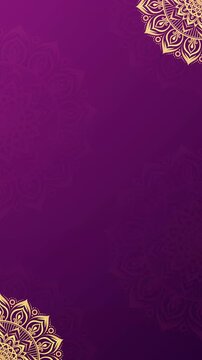 Luxurious Royal Vibrant Deep Purple Gradient Vertical Background with Elegant Animation Gold Mandala Art Details  