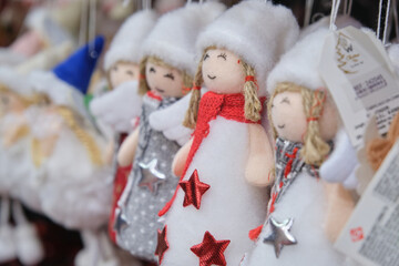 A variety of New Year's toys in the store