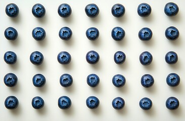 Fresh blueberries arranged in a neat pattern on a light background for a vibrant culinary display
