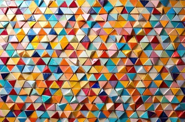 A vibrant mosaic of colorful triangles reveals