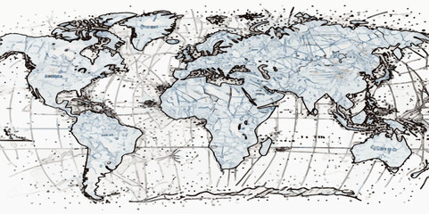 Abstract world map with color Ariel view world map top view. Topography map template for infographics Relief of the world map continent business background.