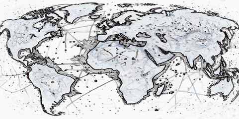 Abstract world map with color Ariel view world map top view. Topography map template for infographics Relief of the world map continent business background.
