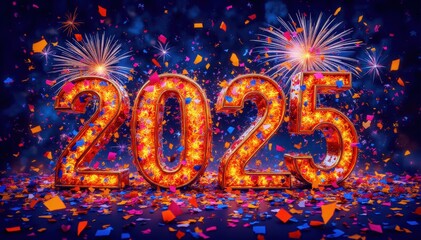 New year celebration 2025 festive fireworks
