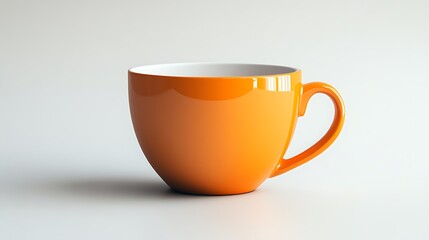 A high-quality blank orange coffee cup mockup template with a flat matte finish and perfect curves, isolated on a white background.