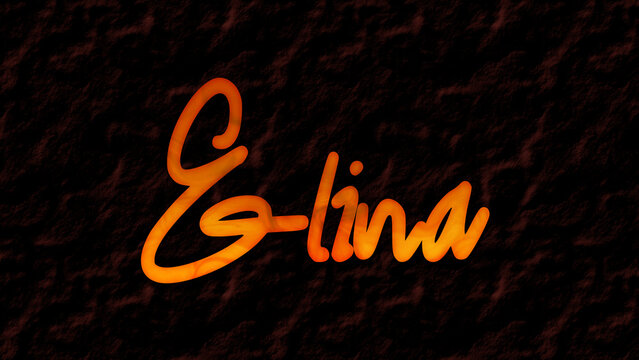 3D fire text effect of name Elina on dark background.