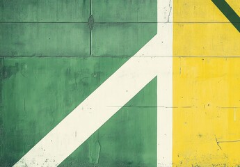 Abstract Green Yellow White Painted Wall Texture