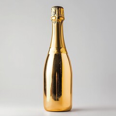 Luxurious Golden Champagne Bottle on Elegant White Background