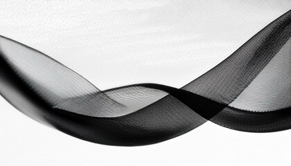 voile black sheer fabric with texture chiffon organza tulle textile on white background backdrop textured empty blank clean surface pattern semitransparent transparent black and white