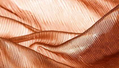 Copper colored silk silky fabric satin curve rippled background backdrop wave wavy drapery textile cloth copper-colored