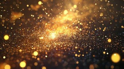 Fototapeta premium Glittering Gold Particles in a Deep Space Setting Creating a Magical Atmosphere of Light, Elegance, and Intrigue, Perfect for Celebratory and Festive Designs