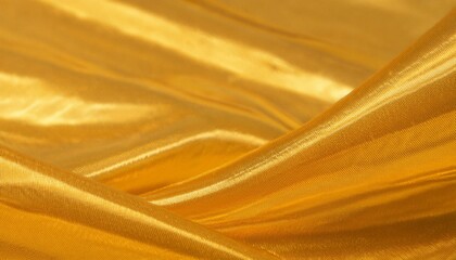 Gold colored silk silky fabric satin curve rippled background backdrop wave wavy drapery textile cloth golden gold-colored isolated