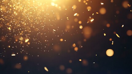 Elegant 2025 Happy New Year background design with golden text and sparkling confetti on a dark gradient backdrop